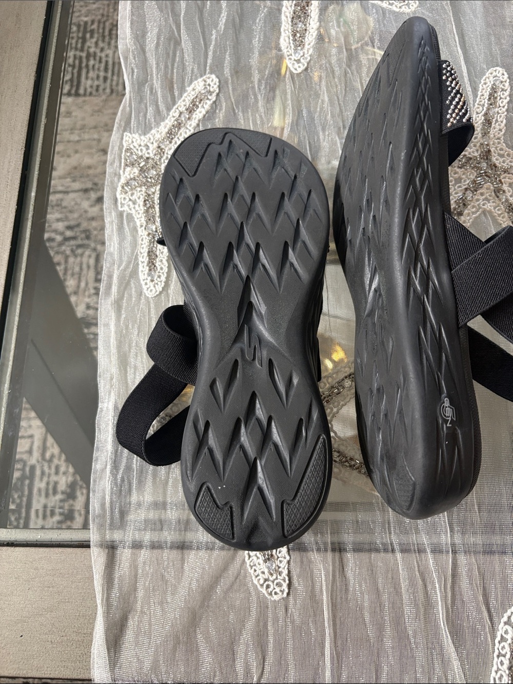 Skechers Women's Black Strappy Beaded Sandals - Picture 5 of 5